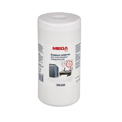 Салфетки  чистящие для пластика MEGA office 561181, 100 шт/в тубе