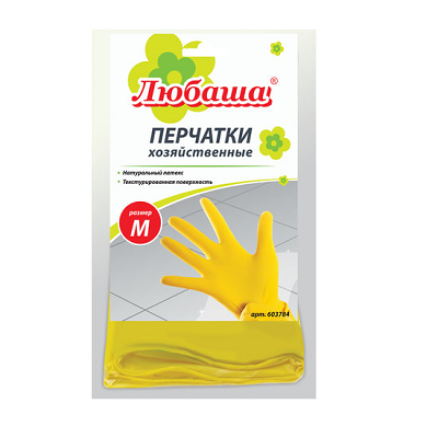 Перчатки  хозяйственные латексные ЛЮБАША ЭКОНОМ 603784, разм. M