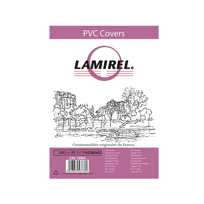 Обложки  для переплета ПВХ прозр. Lamirel Transparent 180 мкм, А4, 100 шт, дымчатый