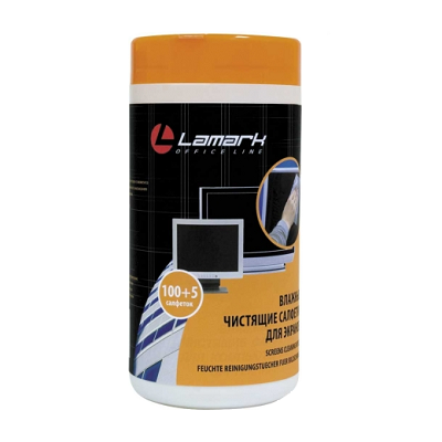 Салфетки  чистящие для экранов LAMARK LT24099 или 24199, 100+5 шт/в тубе